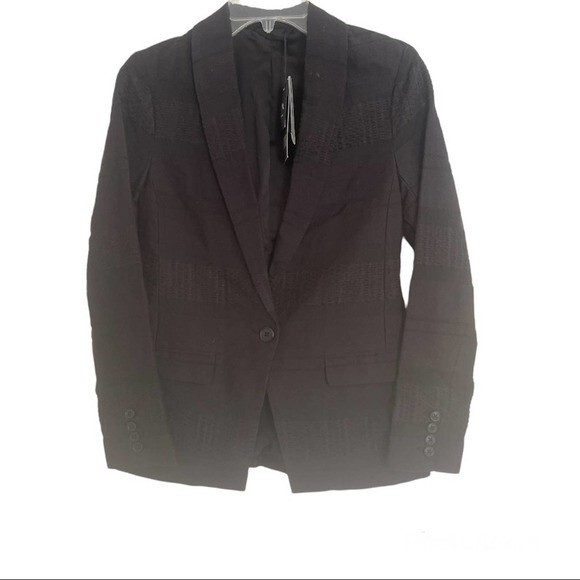 Armani Exchange Textured Stripe Blazer Black Size 2 - Picture 3 of 14